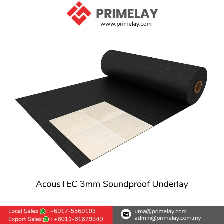 AcousTEC 3 Roll Rubber Underlay Easy Installation 3mm Engineered Wood Flooring with Long Lasting Soundproof for Carpet Use