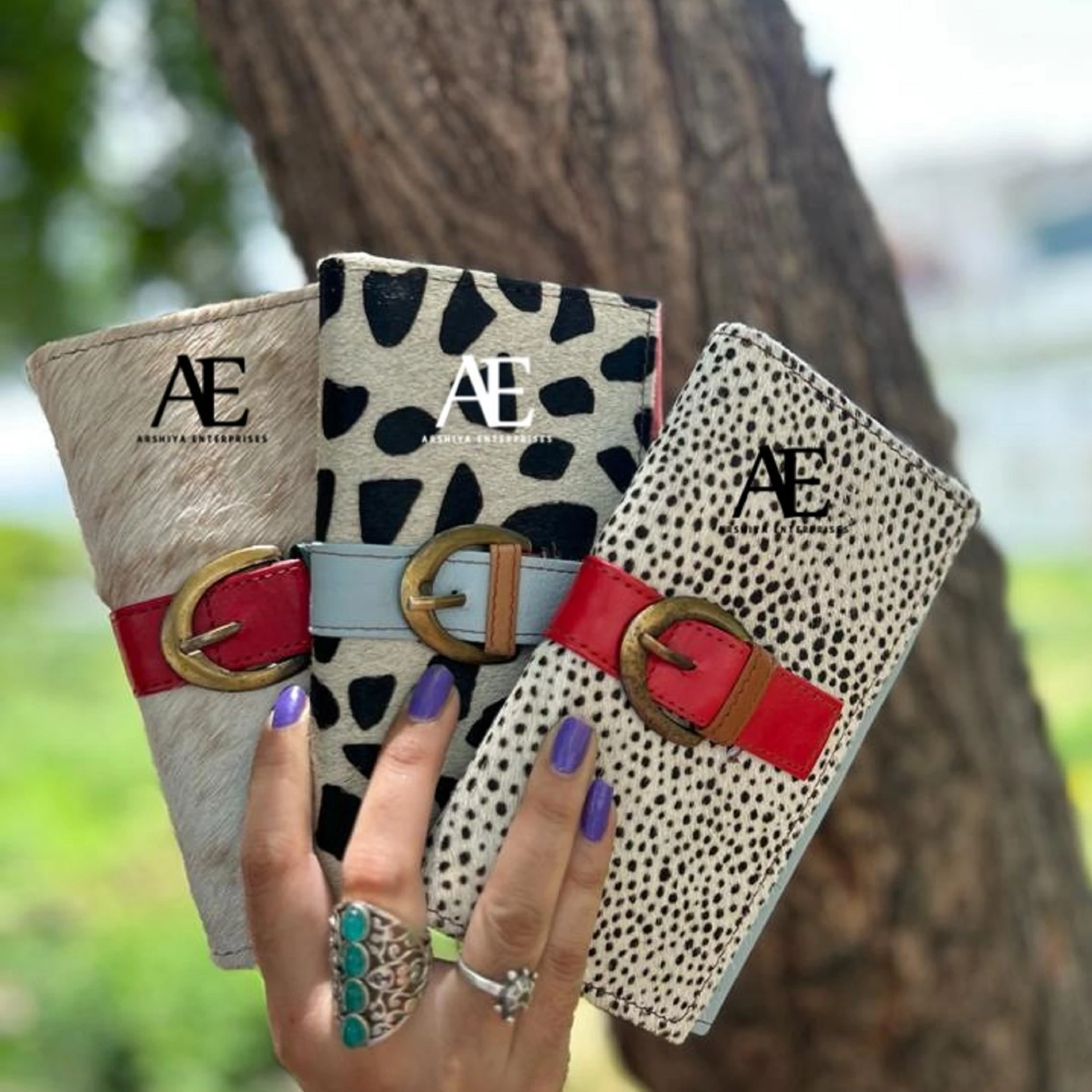 Handmade Recycled Animal Print Fur Leather Women Clutch Stylish Stubby Color Multiuse Purse ATM Card Holder Women Trendy Wallet