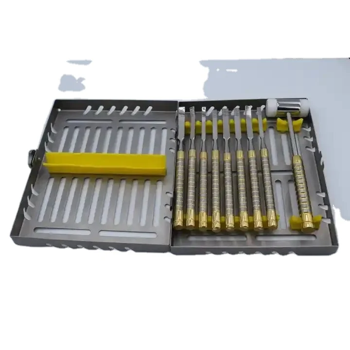 Chisels Set of 9 Pieces amp Mallet for Bone Splitting Dental Implant placement Chisels