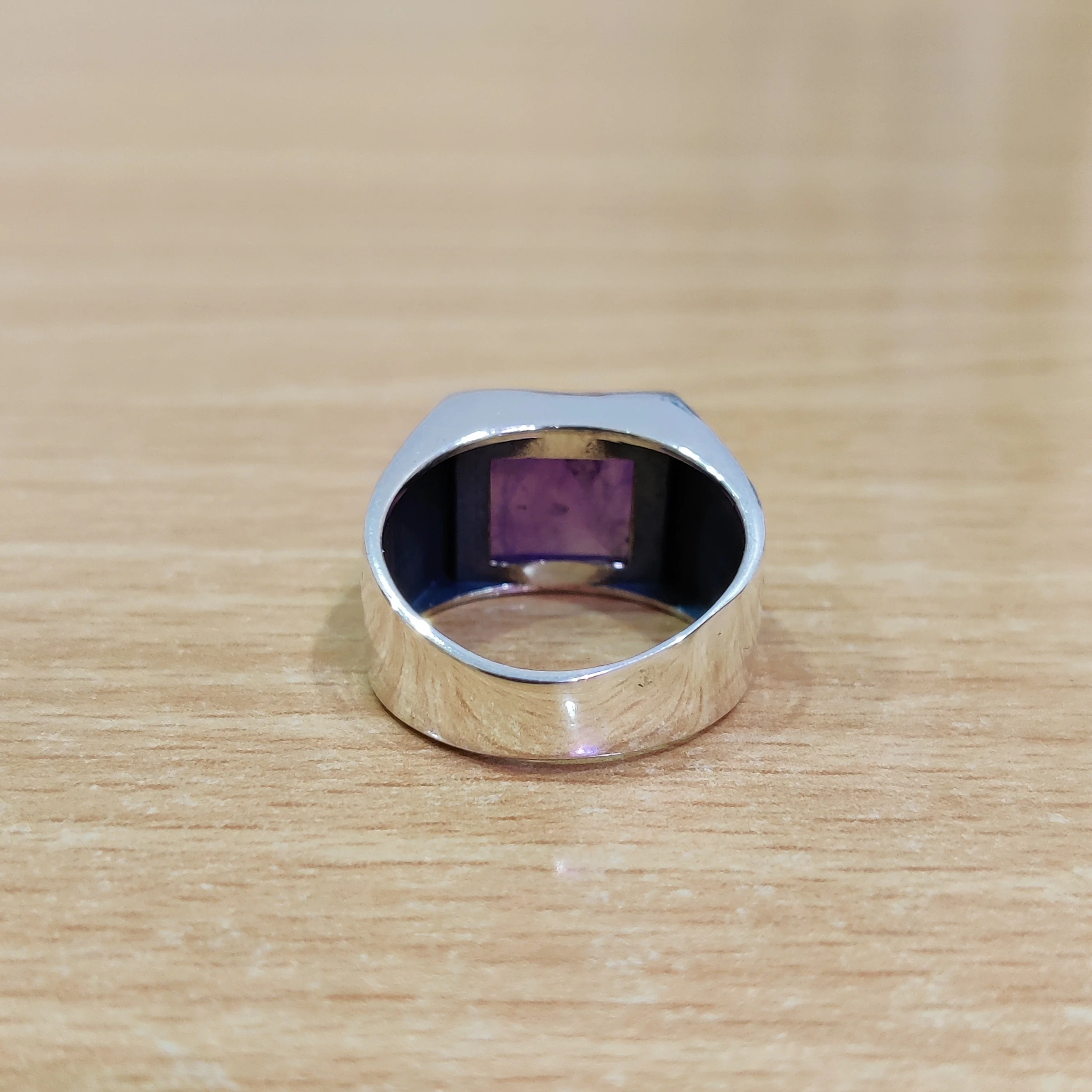 mens silver ring with flat amethyst stone mens silver ring collect best gift for him best selling mens ring