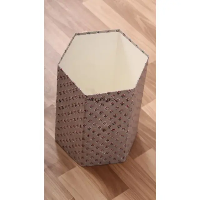 Handmade Steel Floral Print Waist Paper Bin Block Printed Card Board Functional Trash Can Kitchen Recycling Home Decorative Dust