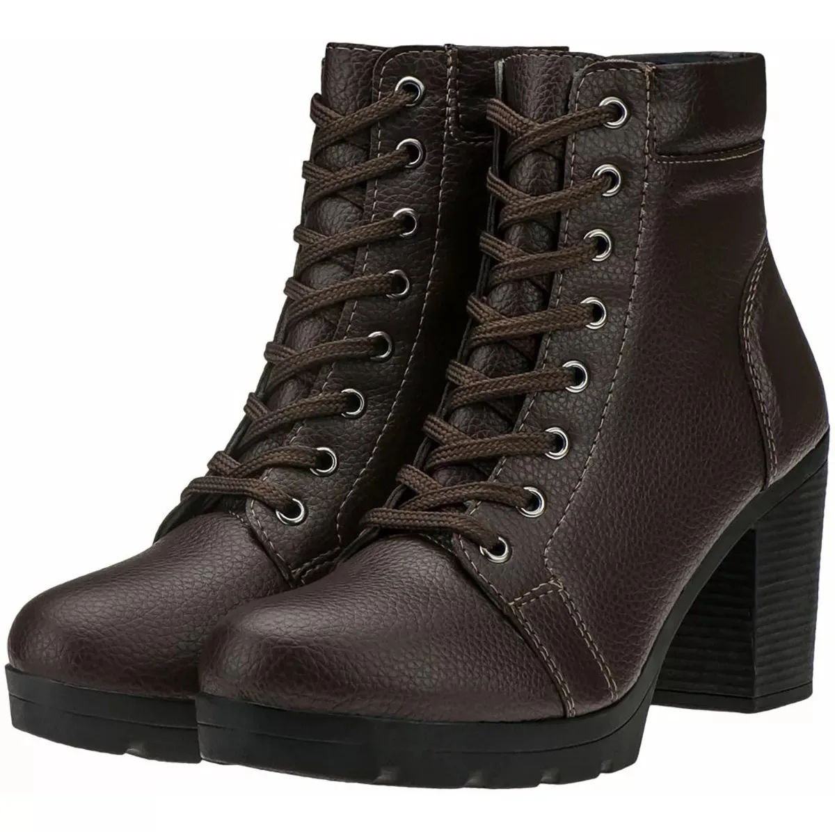 High Heel Boots Soft Tractored Women Short Boot - Black White and Brown