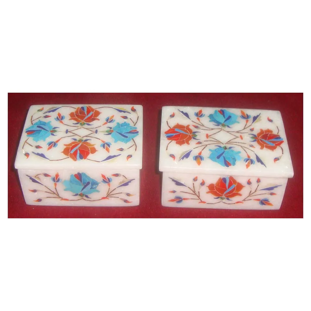 Marble Inlay Handmade Antique Low Price Rang Handcrafted Trinket Marble Jewelry Packaging Boxes And Stone Inlay Tablet Box