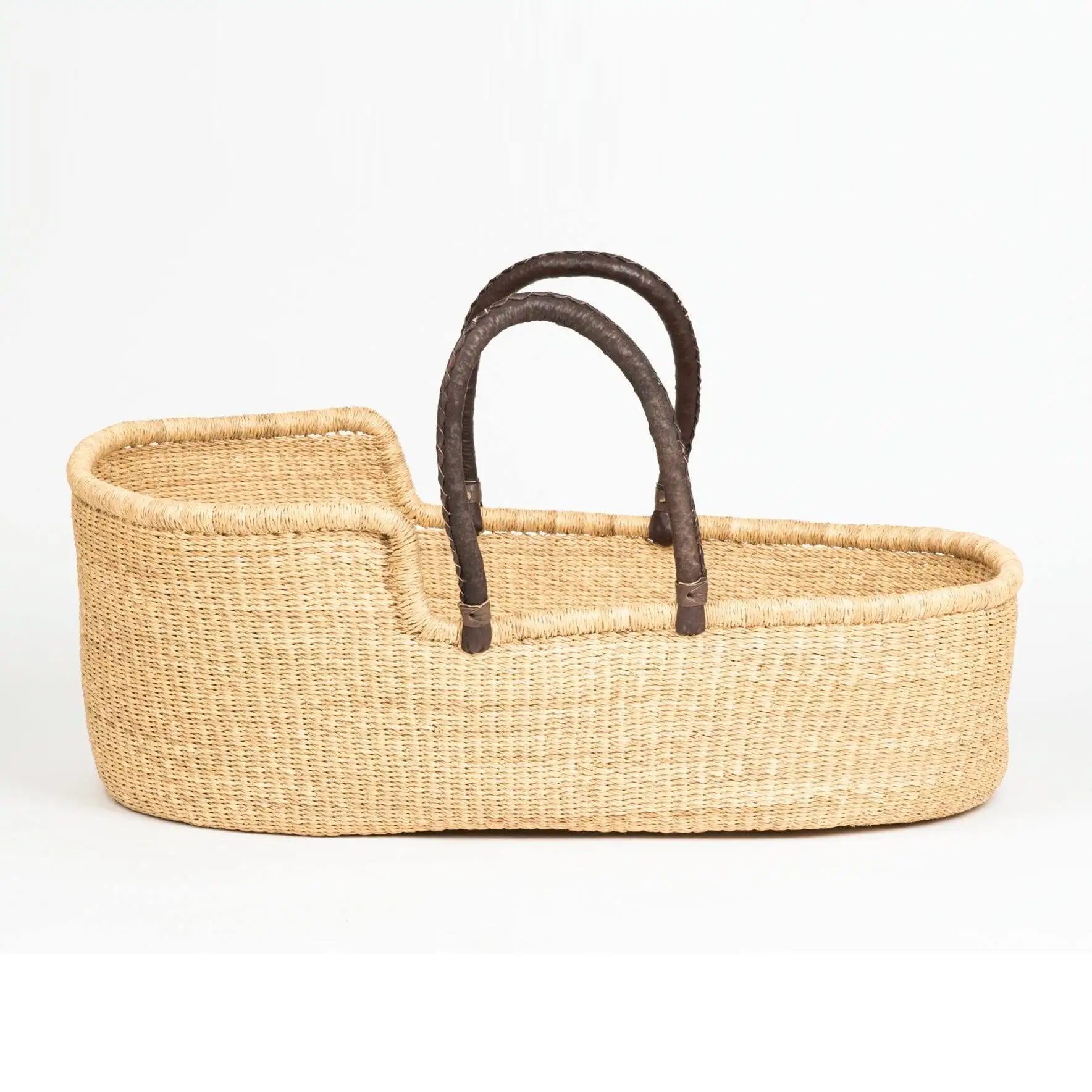Woven Seagrass Moses Baby Basket with Washable Changing Mattress Storage for Wardrobe Use and Clothing