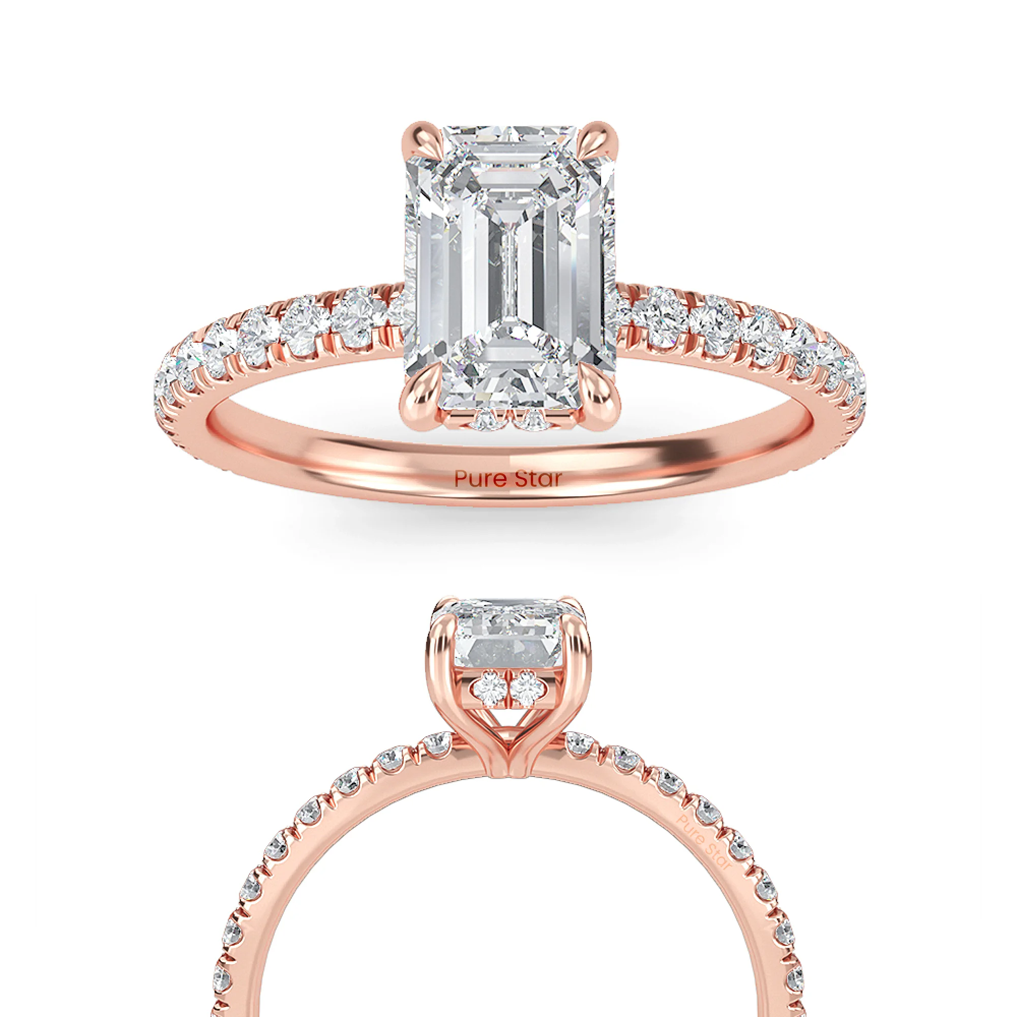 Custom Fine Jewelry 1.00 ct Emerald Lab Grown Diamond 14K White Gold Engagement Ring For Women