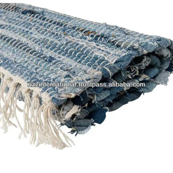 offer handcrafted products Denim Chindi Rug hand-woven area rug is crafted from recycled denim from India