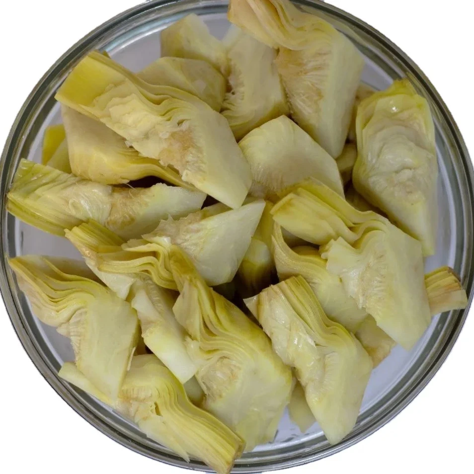 Quarter Artichokes preserved in brine contain of Water and Salt and acids manufacturing in Egypt all sizes are available.