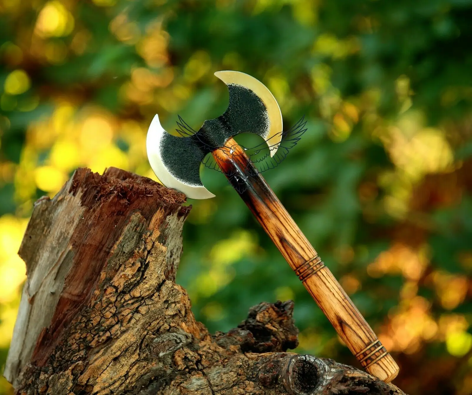 Hand Forged Double-Headed Viking Axe High Carbon Steel Master Damascus Maker for Outdoor Splitting Applications