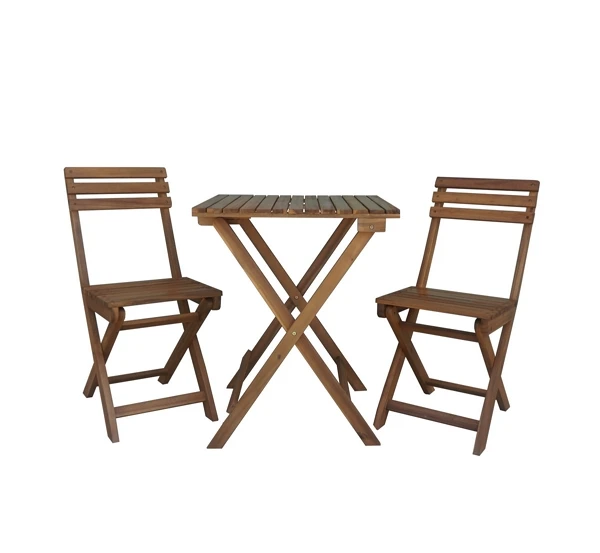 Small outdoor set HALAY Bistro set Table and 2 Chairs Made of Wood High Standard from Vietnam Vendors