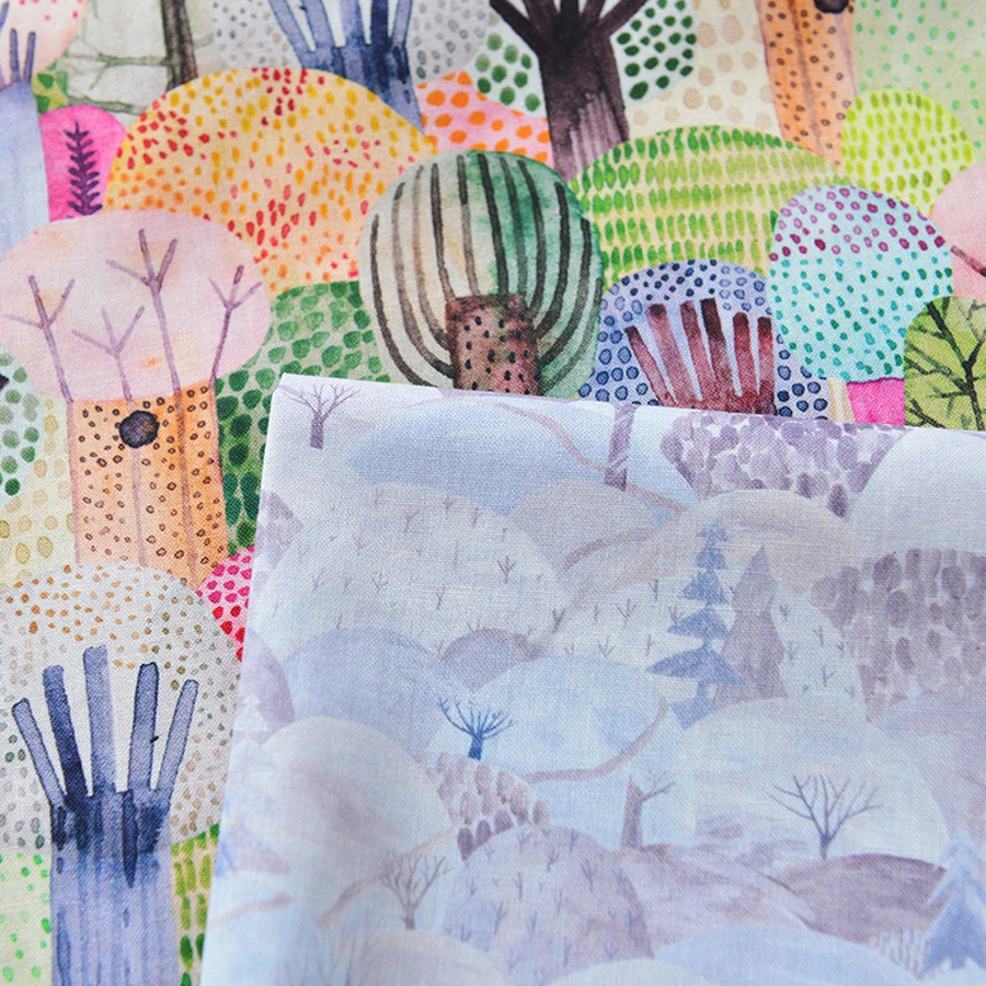 Blue Print Twill Cotton Fabric For Sewing Baby Bedding Dress Skirt DIY/Cushion/ Patchwork Cotton Material 50cmx160cm