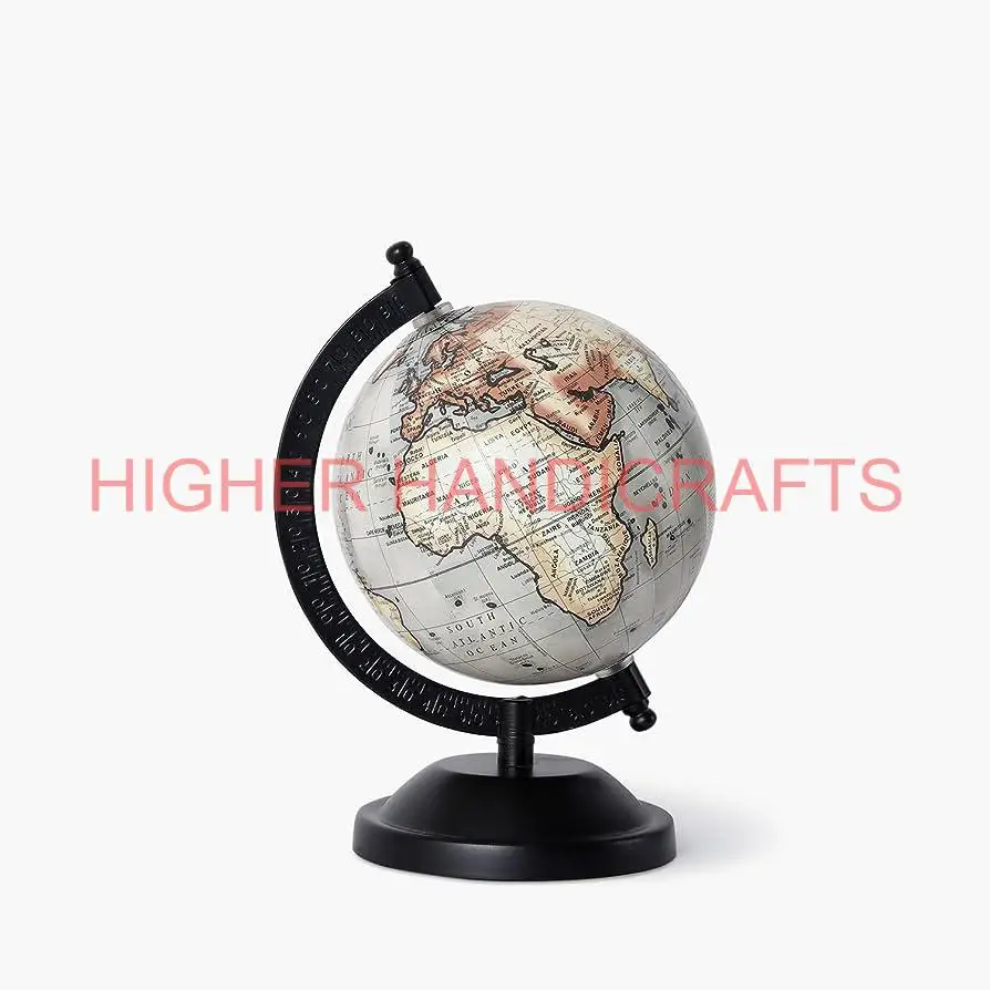 Distressed World Metal Antique Globe Rotating Office Desk Decorative Geography Map Earth Table Decorative World Globe