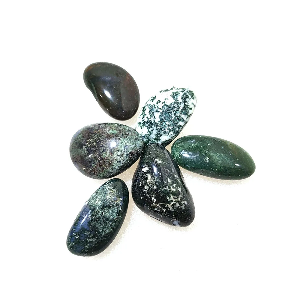 Moss Agate Crystal Tumble Wholesale High Quality Moss Agate Healing Tumbles Stones For Home Decoration
