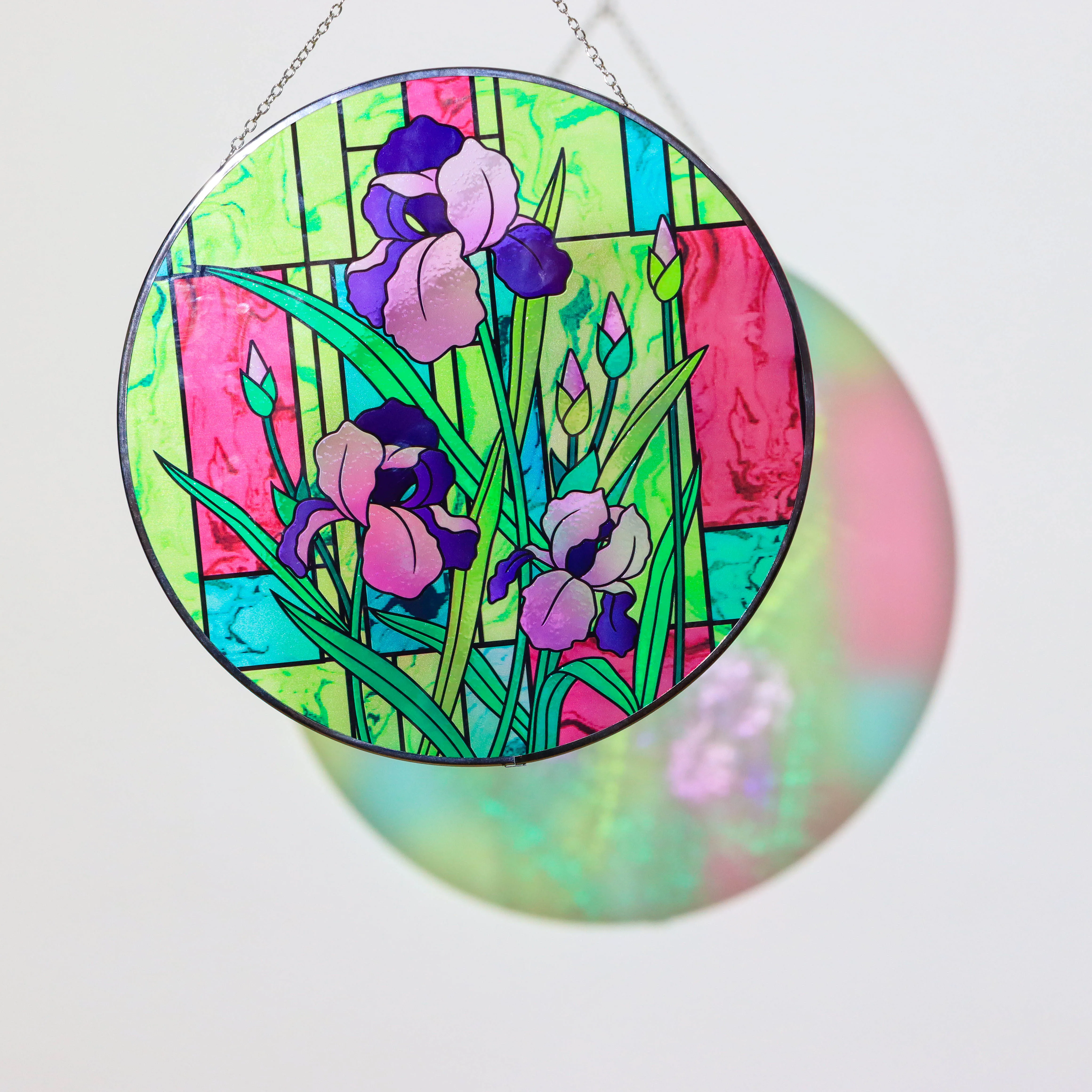 Custom 12-Inch Round Stained Glass Suncatcher - Brilliant Colors and Mesmerizing Light, Ideal Window Decoration