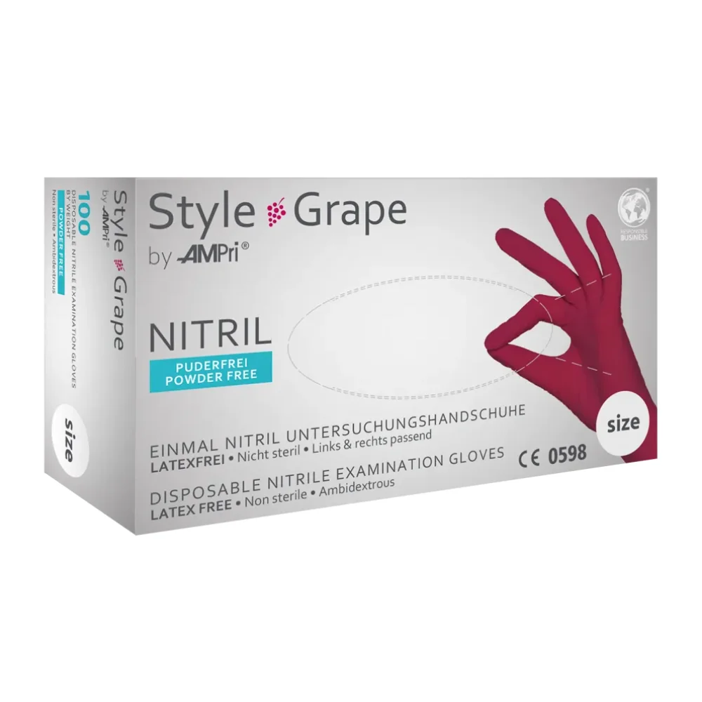 AMPri STYLE GRAPE Nitrilhandschuhe puderfrei by MED-COMFORT, Bordeaux