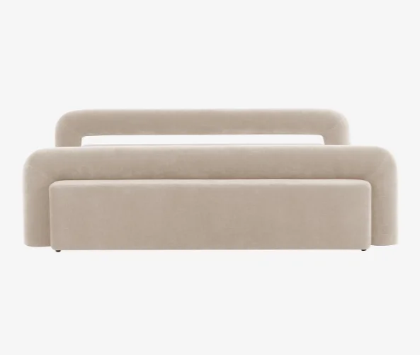 2022 New Nordic Design Inviting Bed Frame with Softly Padded Headboards Box Spring Double Mattress Queen Velvet Fabric Bed