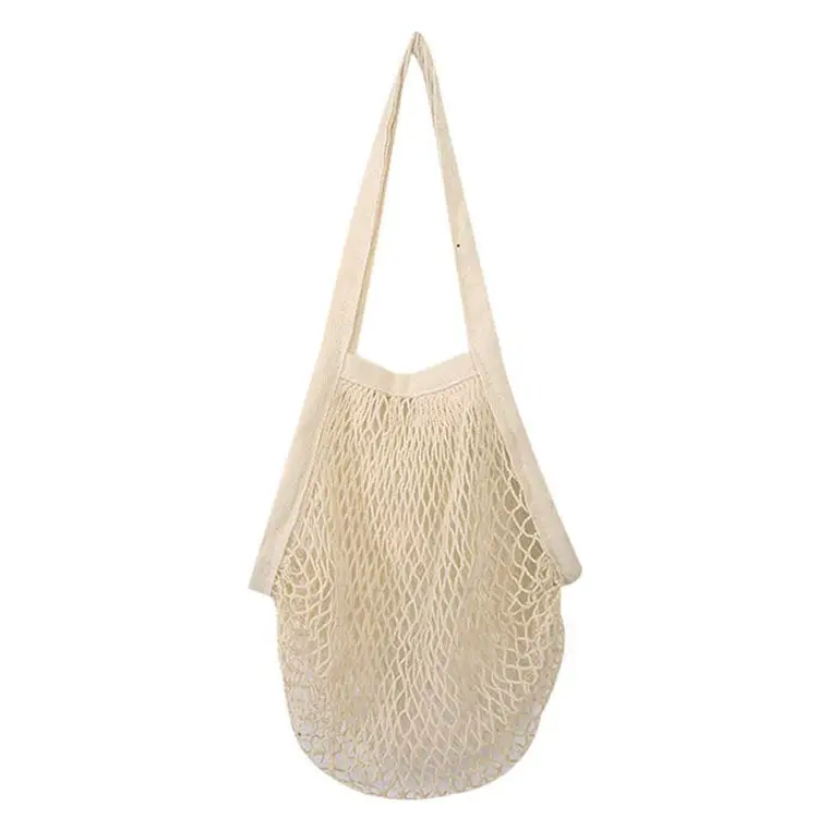 Оптовая продажа многоразовая Сетчатая Сумка с ручками Экологически чистая хлопковая для хранения покупок