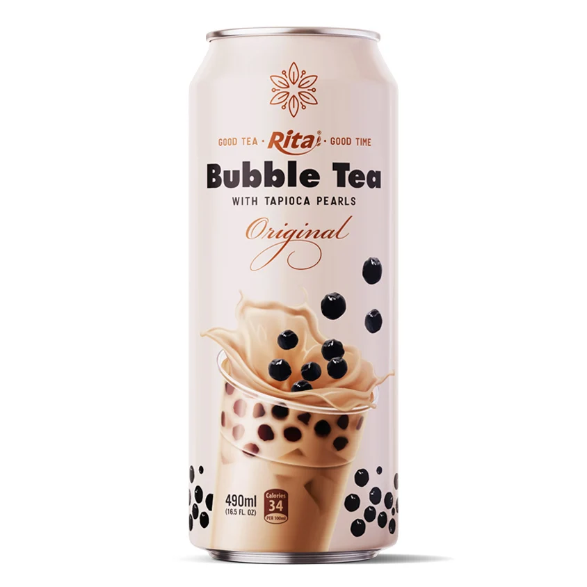 Free Sample High Quality Good Taste Bubble Tea with Tapioca Pearls With 490ml Canned Peach Flavor