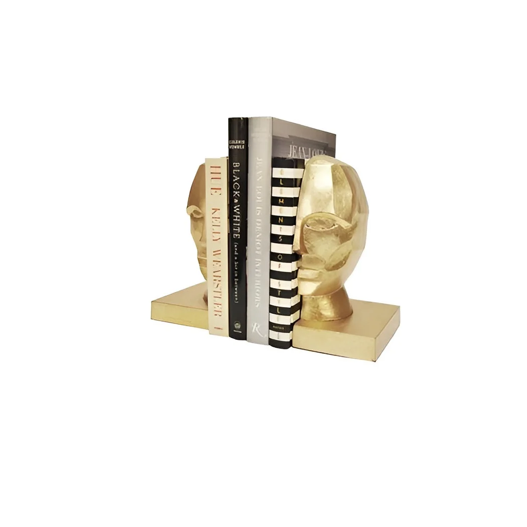 Casting Design Aluminum Deer Golden Head and Black Base Bookend for Magazine Holder Book Stand Animals Bookends