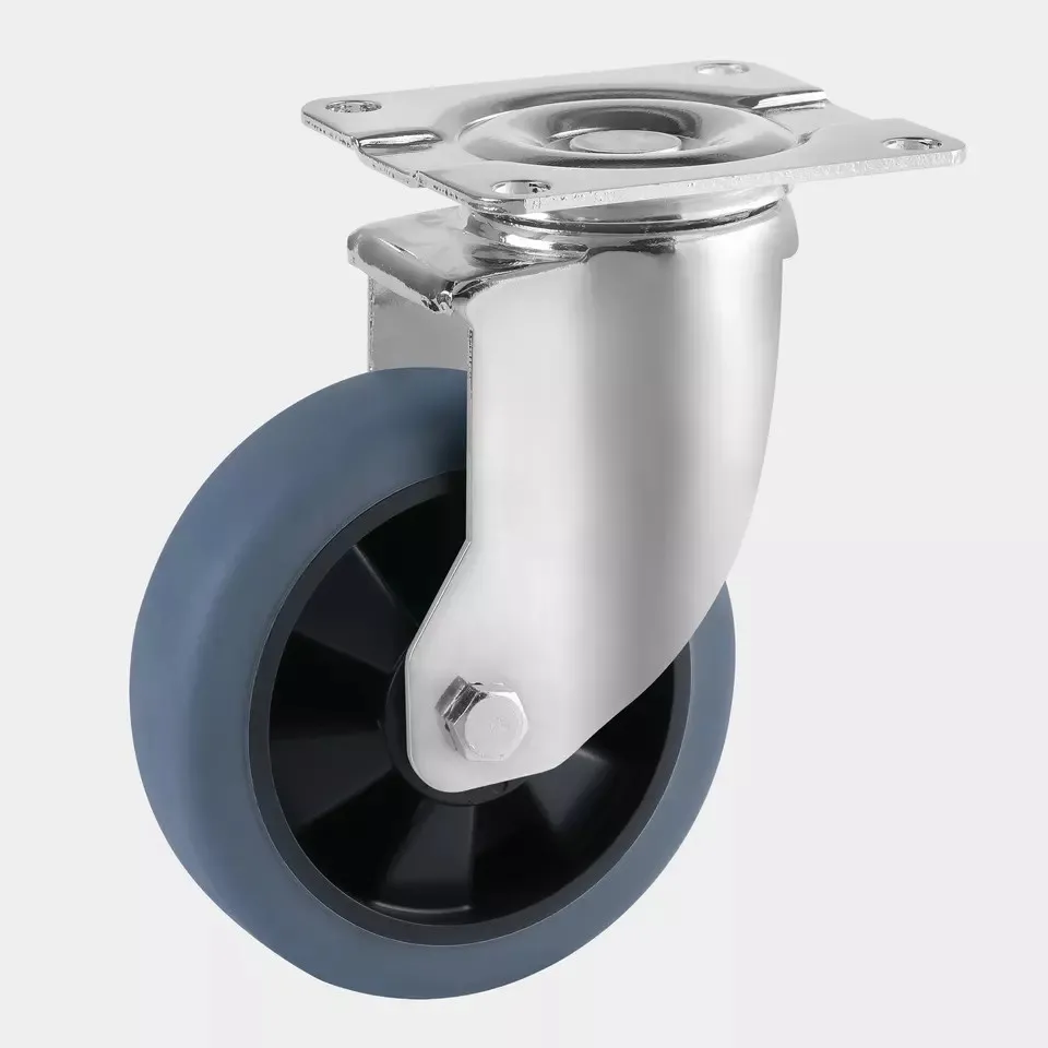 Wholesale 150mm 6 Inch Workshop Hand Cart Medium Heavy Duty Revolving Thermoplastic Rubber TPR Plastic Gray Caster Wheels