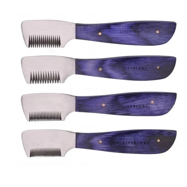 Wholesale 4pcs Pet Grooming Scissors Set Dog Carding Comb Coat Rakes Stripping Terriers High Quality Wooden Handle Cleaning Fox