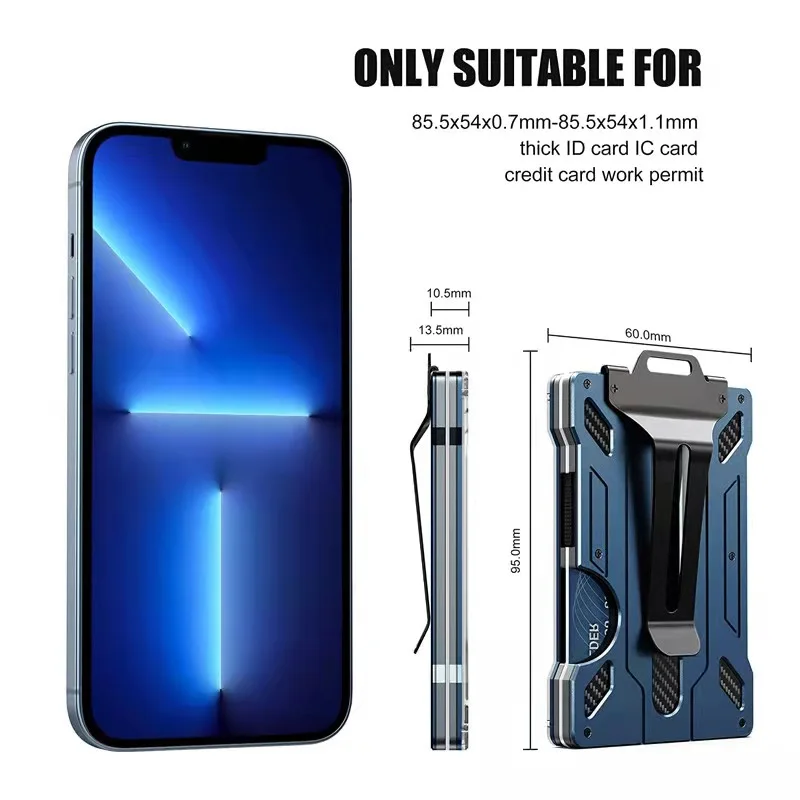 Slim Aluminum RFID With Clear ID Window Minimalist wallet Metal Card holders
