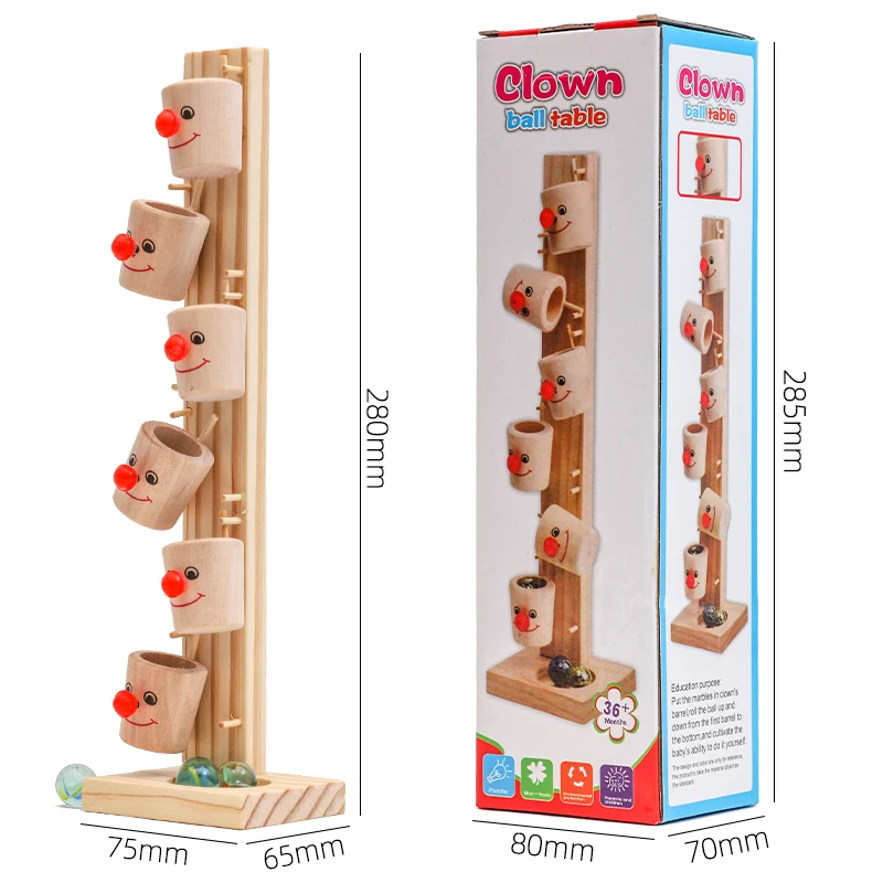 Children Educational Toys Wooden Clown Pour Table Fun Parent-child Interactive Board Game Marble Decompression Toys