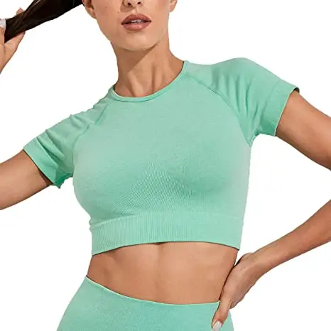 Wholesale Stock Woman Ribbed Seamless Sports Bra Crop Tank Top And Leggings Set