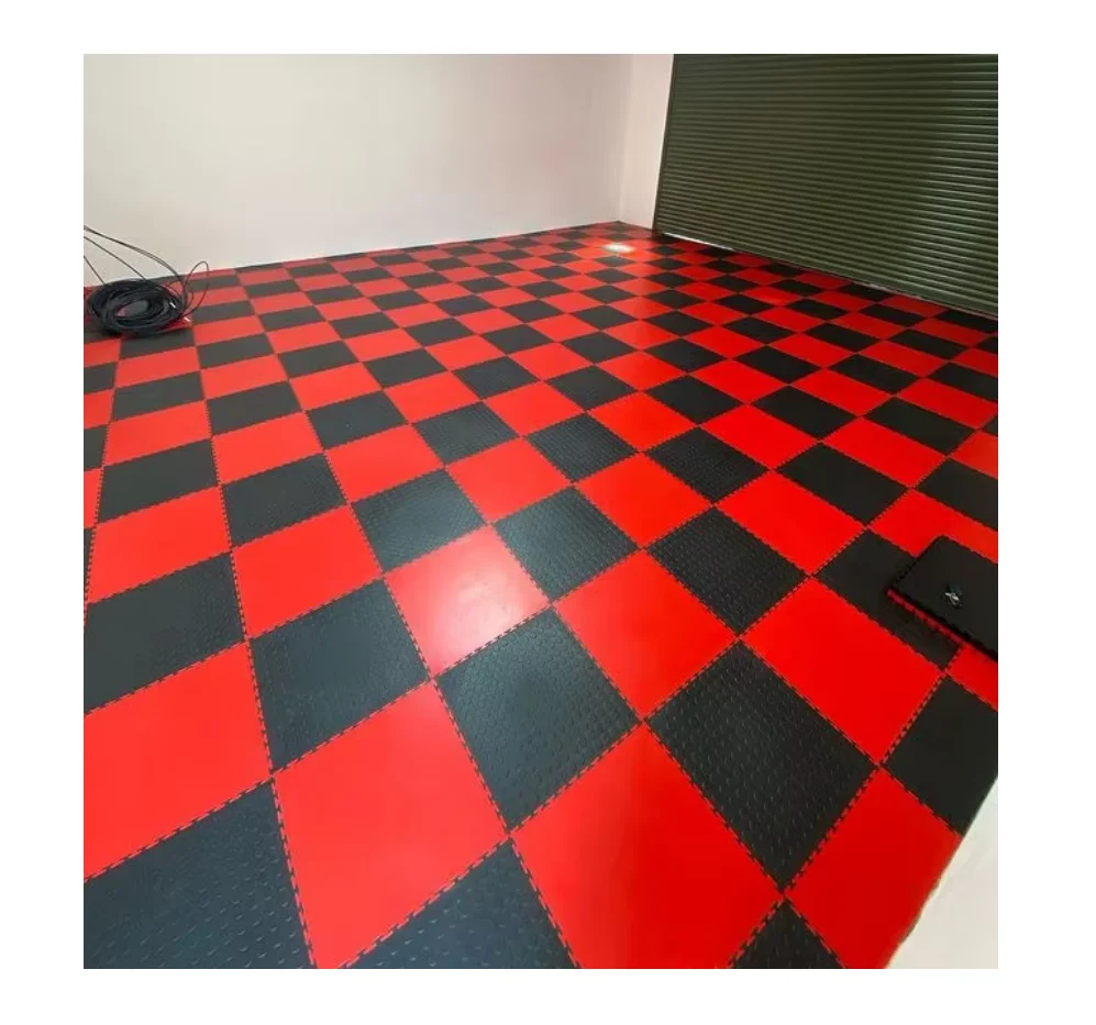 Multi-purpose Anti-slip Indoor Interlocking Pvc Workshop Flooring Checkered Garage Floor Tiles