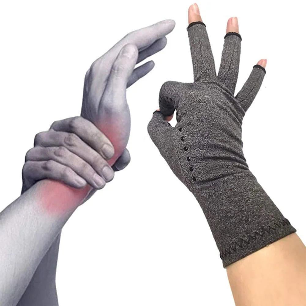 Wholesale Custom Half Finger Heated Sports Gym Tension Symptom Relieve Therapy Compression Women Men Work Pain Hand Gloves