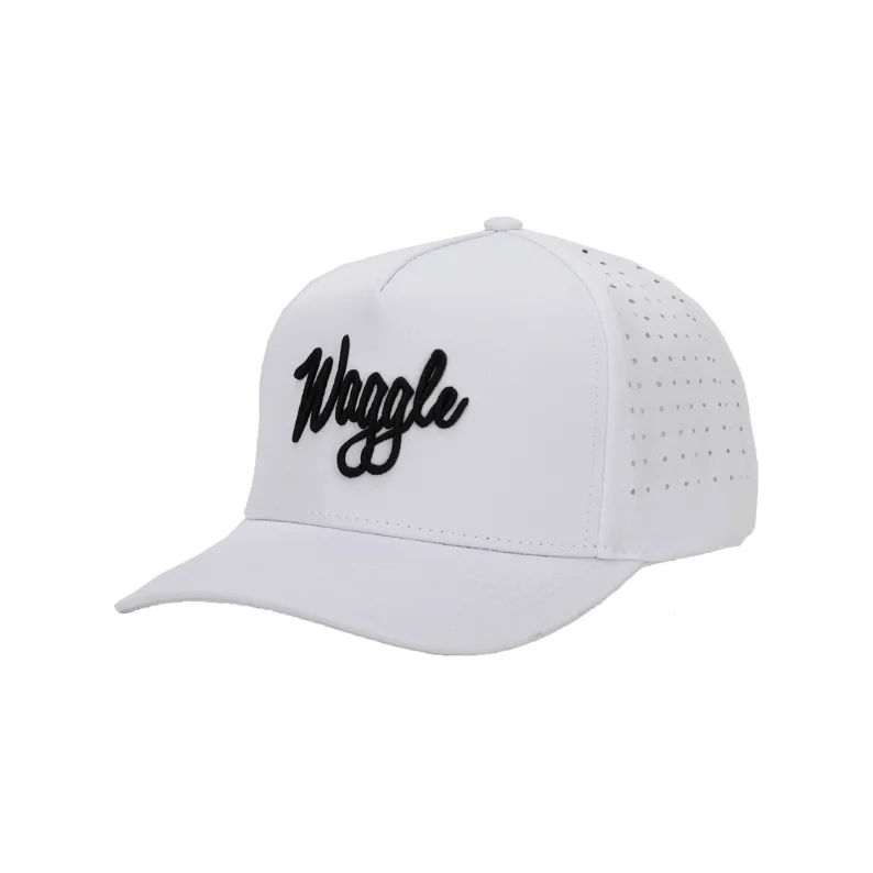 Golf Hats Perforated Waggle Golf Laser Cut Hole 5 Panel Custom Logo Waterproof Poly Spandex Material Melin Hats Golf Headwear