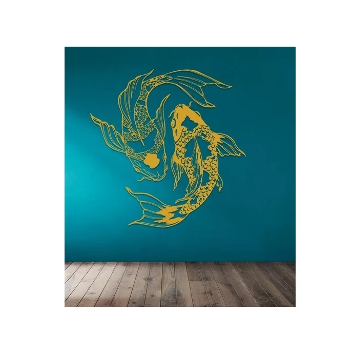 High on Demand Hammered Feng Shui Metal Wall Art Koi Fish Art Metal Sculpture Living Room Decor Items for Export Supply