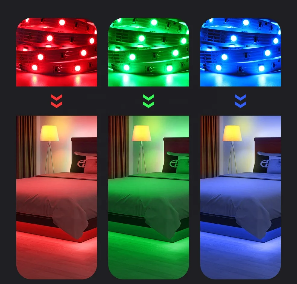 Drop shipping Smart Wifi  control  RGB 5050 Led SMD 5M Home Outdoor Waterproof Strip Lights for party