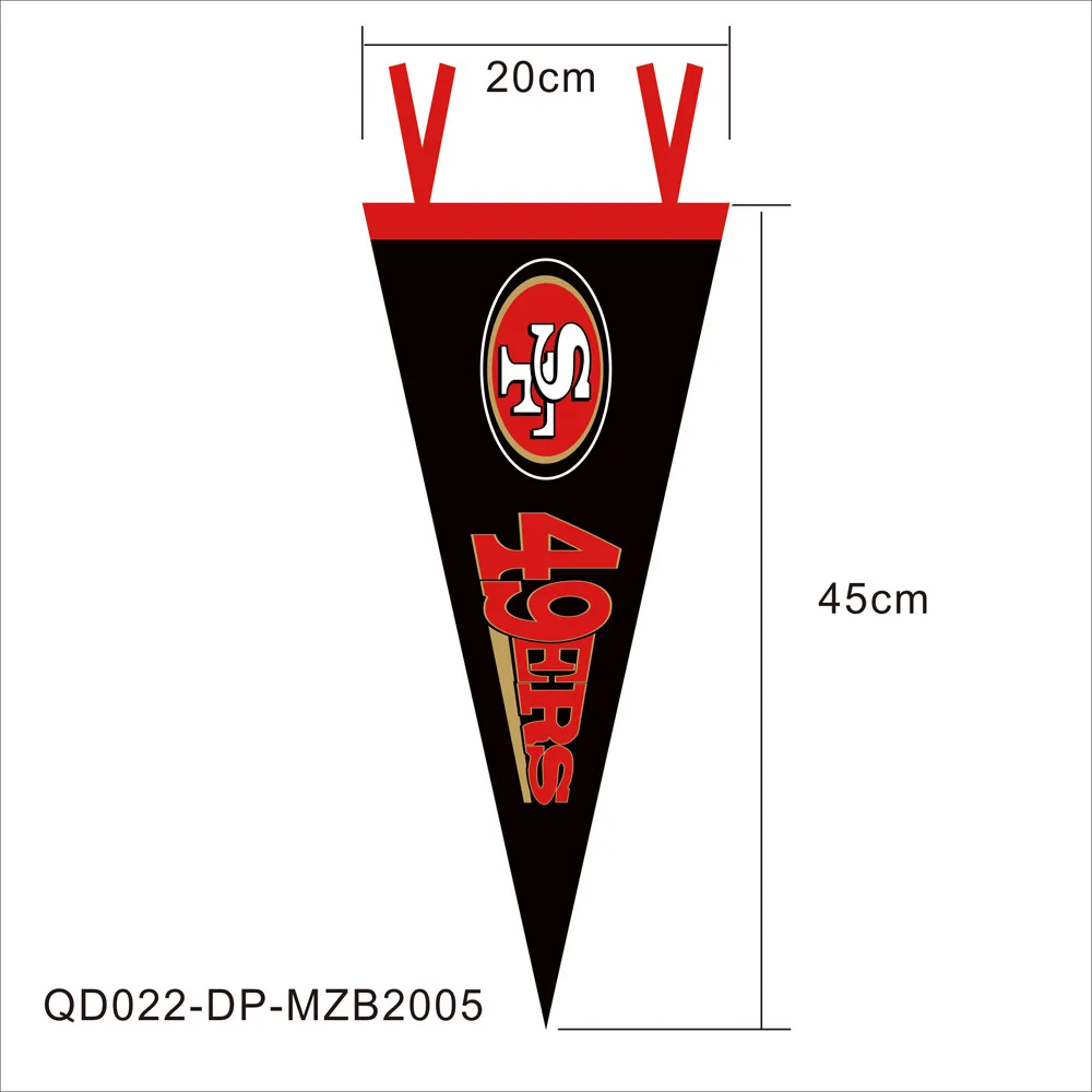 Promotion Advertising Sports Custom Felt Triangle Flag Pennant Banner NFL Football Fans Triangle Flag Banner