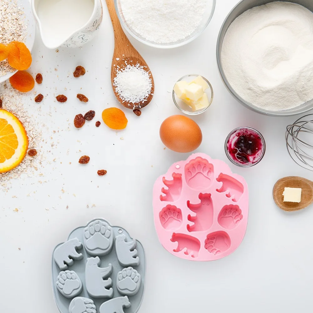 OEM/ODM Hot Sale 8 Cavity Bear Paw Polar Bear Shape Ice Cube Cake Chocolate Mold for Daily or Party