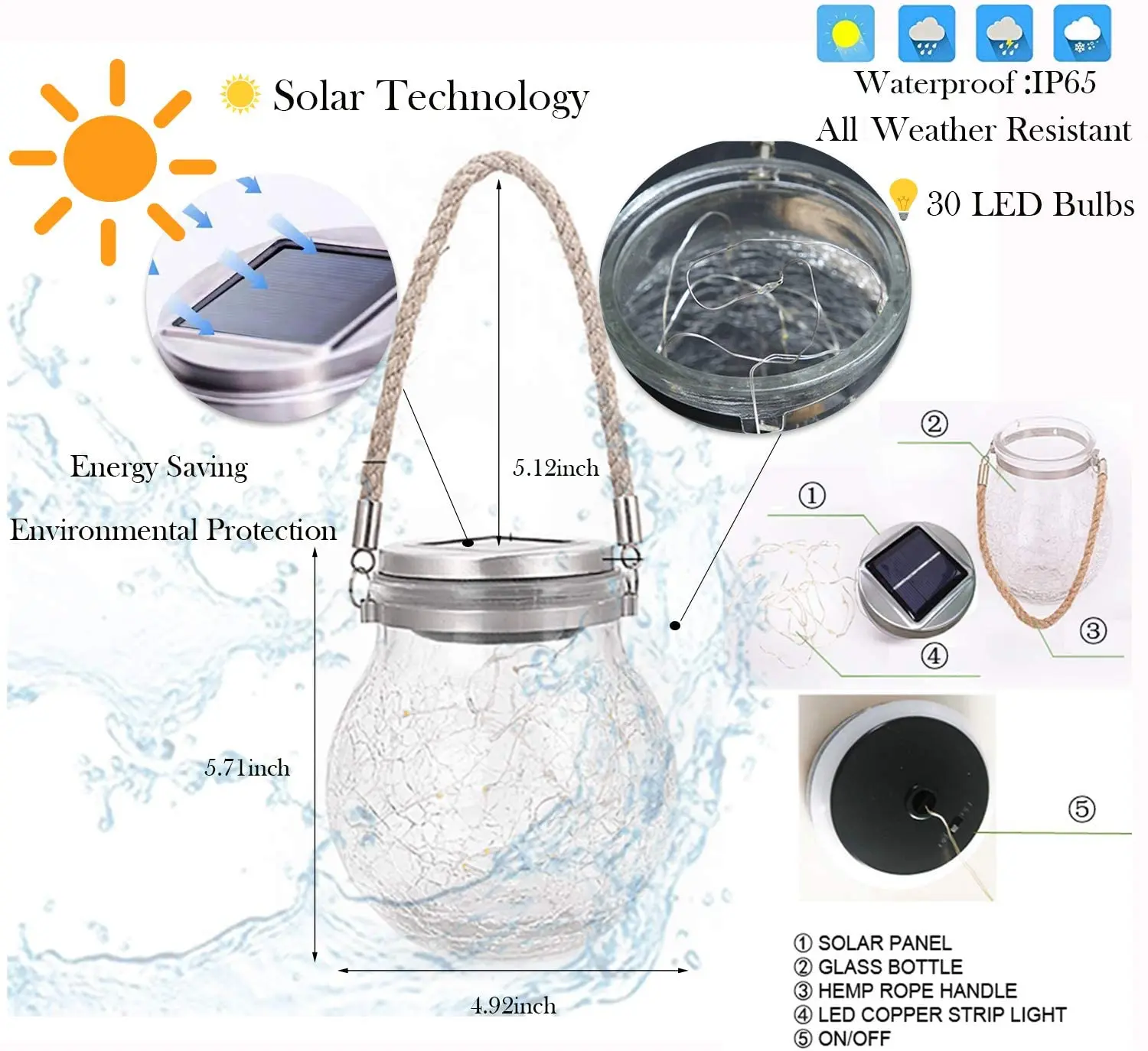 waterproof copper wire solar string lights led garden street lamp solar pool lights