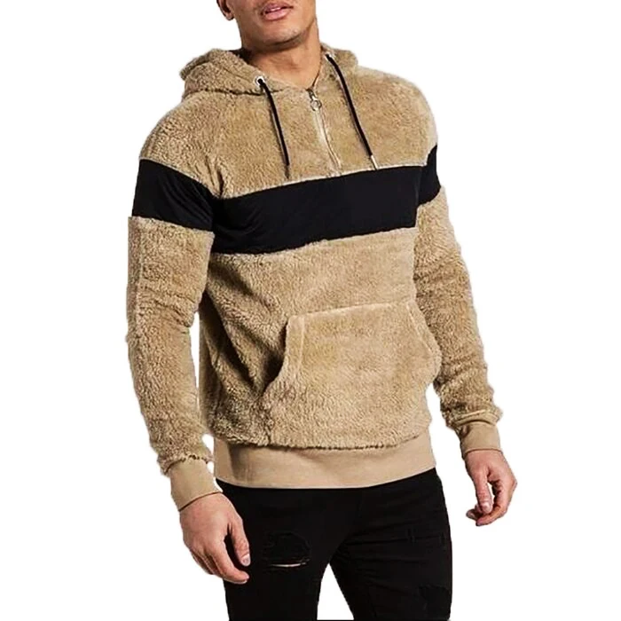 Men hoodies Latest design Winter Warm Velvet Patchwork Pullover Mens Hoodies Sweatshirts with inner lining men hooded sweatshirt