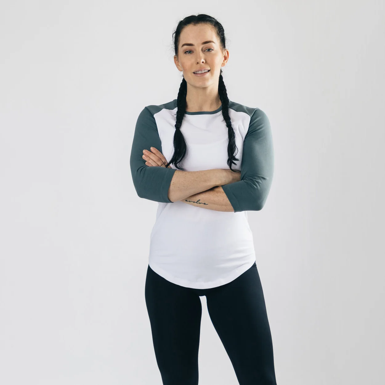 High Quality 100% Combed Cotton Jersey Three Quarter  Sleeve Raglan Sleeves Style T Shirt For Women