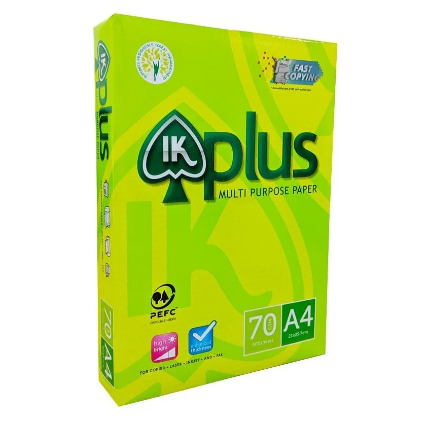 IK Plus Multi Purpose Copy Paper A4 70gsm,75gsm,80gsm Best Sale A4 Copy Paper Supplier From Thailand