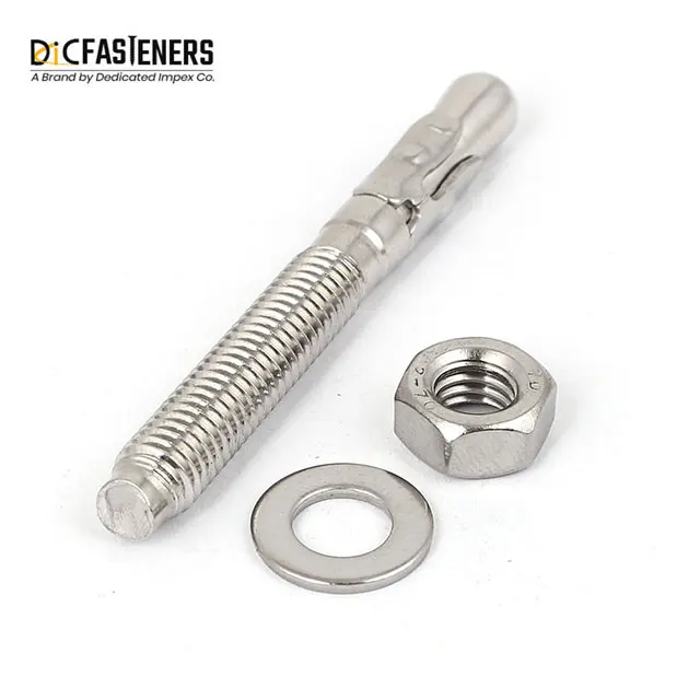 Wholesale 304 316 Stainless Steel Wedge Anchor Bolts M10 Size ANSI DIN ISO Standards 20mm/40mm/50mm Lengths Plain Industry
