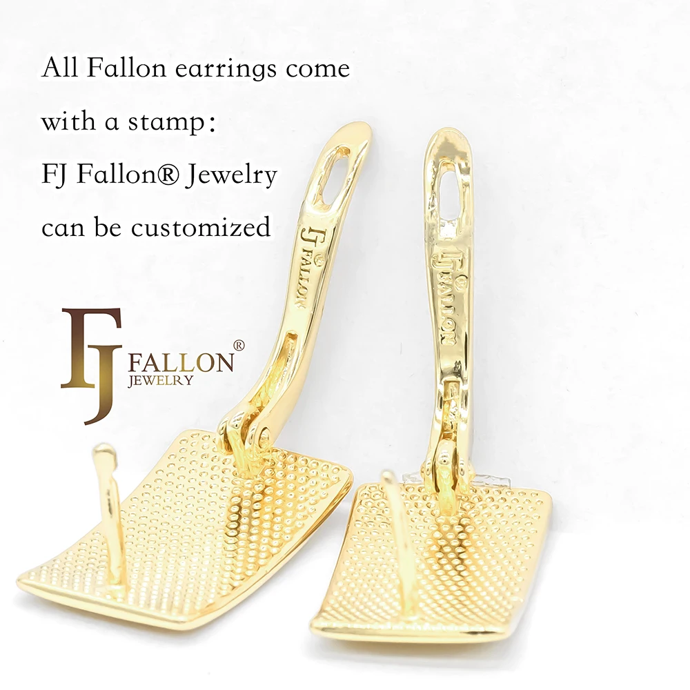 52201806 FJ Fallon Fashion Jewelry Solitaire Earrings Plated in 14K Gold Brass Based