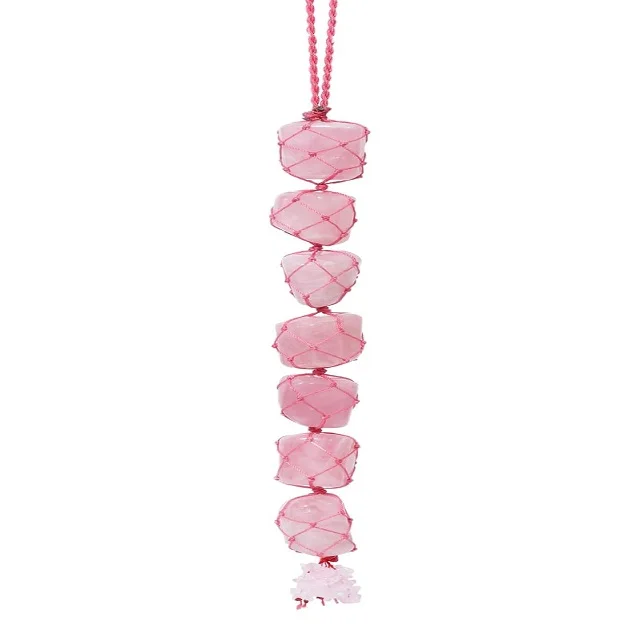 Handmade Thread Cage Rose Quartz Tumbled Stone Hanger For Car & Home Decor Buy In Wholesale Price From King Agate