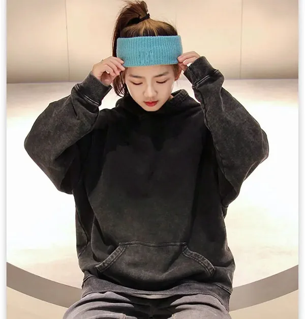 Oem Designer Brand Streetwear Heavy Washed Grey Hoodie Acid Wash Oversized Hoodie Vintage Men Heavyweight French Terry Hoodie