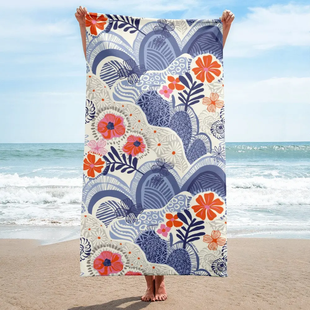 wholesale 100% cotton small MOQ soft feel high quality promotional souvenir custom digital printing cotton velour beach towel