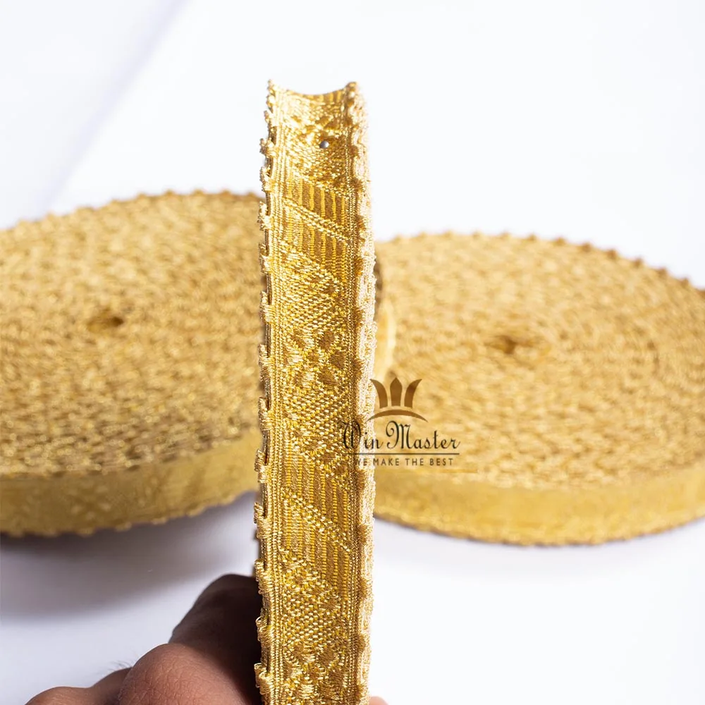 Золотая металлическая плетеная кружевная тесьма