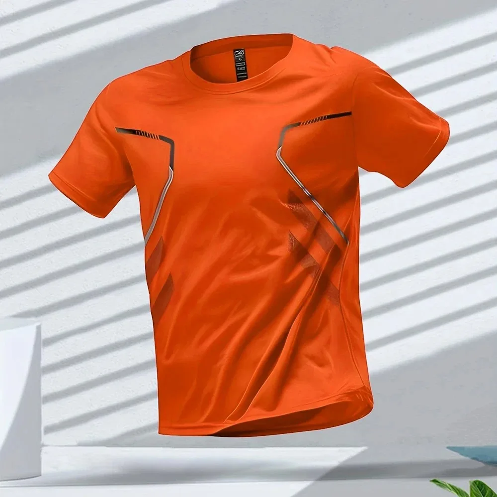 Summer Round Neck Dry Fit T Shirt Casual Running Sport Shirt Sportswear Men Reflective DFS-0057