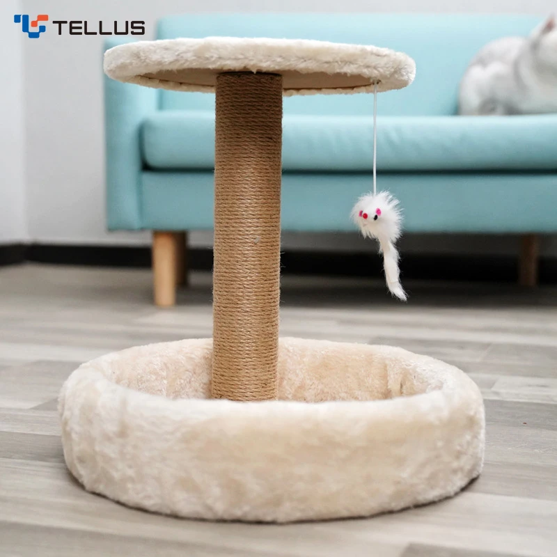 Wooden Cat Climbing Tree Modern Cat Tree Condo Sisal Scratching Board Cat House