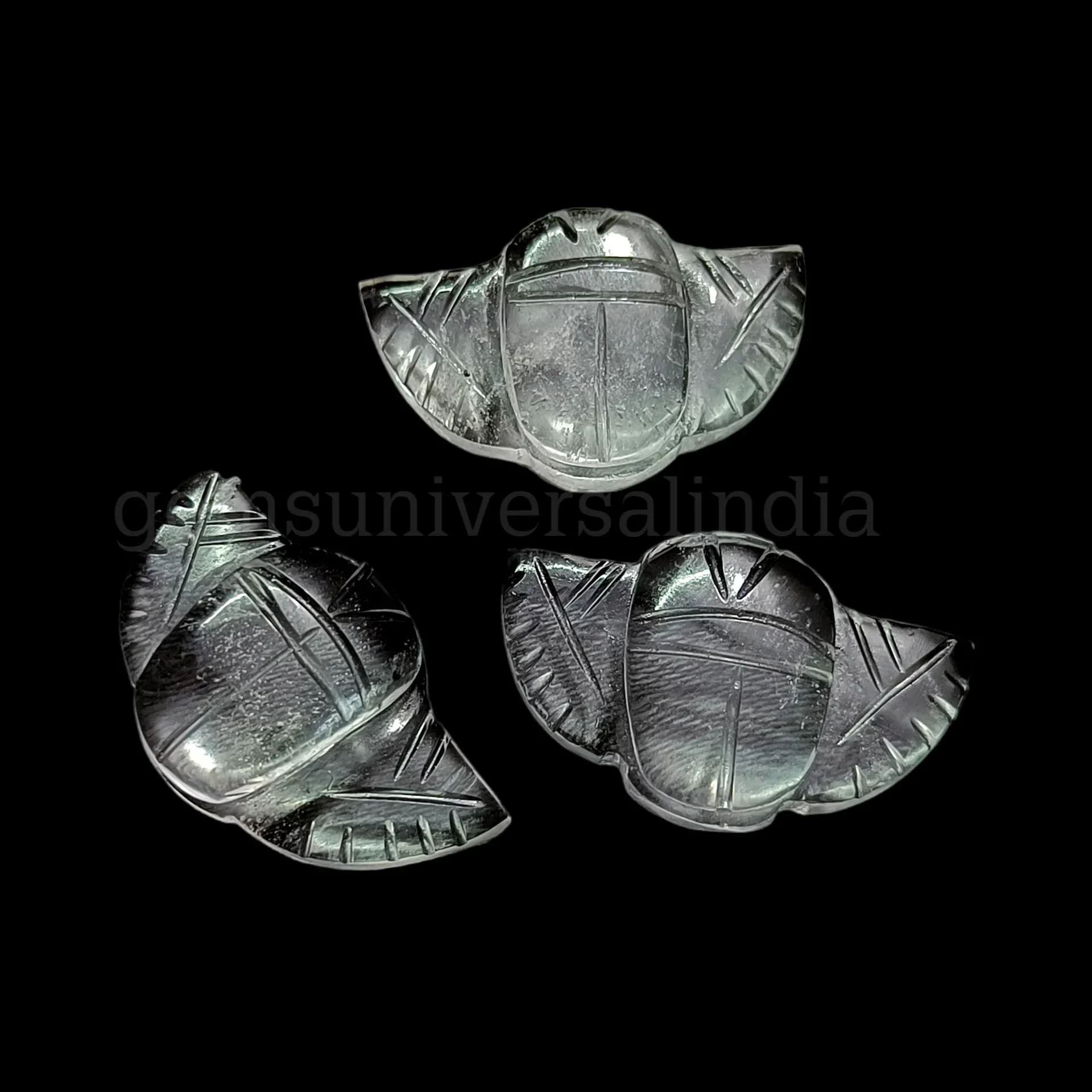 Crystal Quartz Scarab Wings, Crystal Quartz Scarab Wings Carving Stone, Crystal Loose Hand Carved Beads, Egyptian Scarab Cabocho