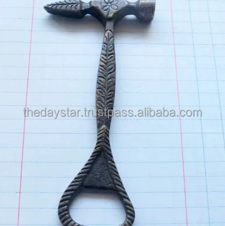 Customisable Vintage Hammer Wood Bottle Opener for Homes Bars and Every Other Place-Stainless Metal for Wine Beer and Can Use