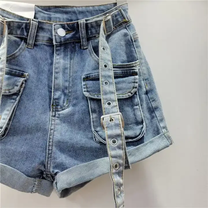 2023 New Arrivals brocken hole Women Denim Summer Shorts bale Zipper Fly Pockets Frayed Raw Ripped Denim short jeans for women