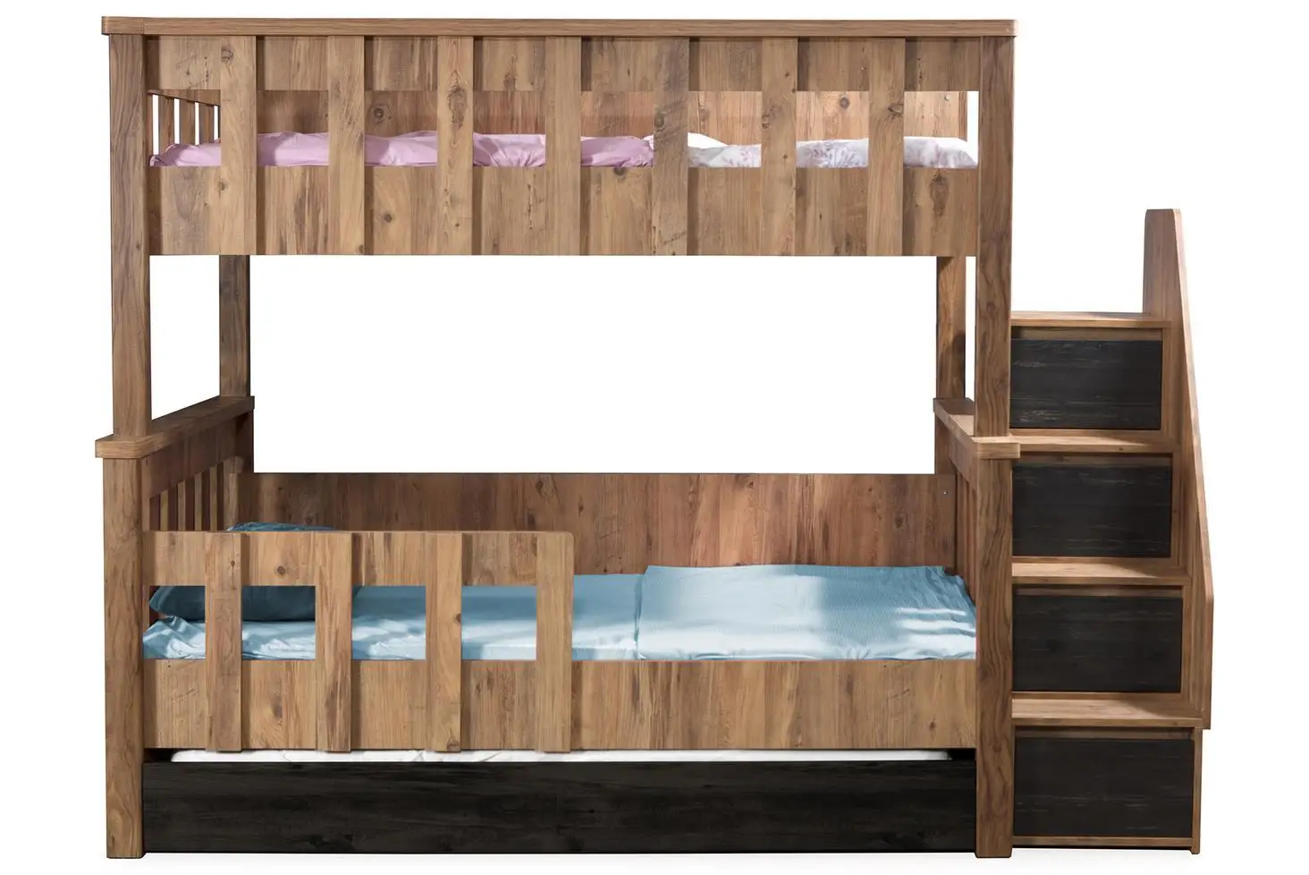MDF solid wood kids bunk bed bedroom furniture boys bunk bed with stair case wardrobe Kids Wooden Bunk Bed For Kids With Desk st